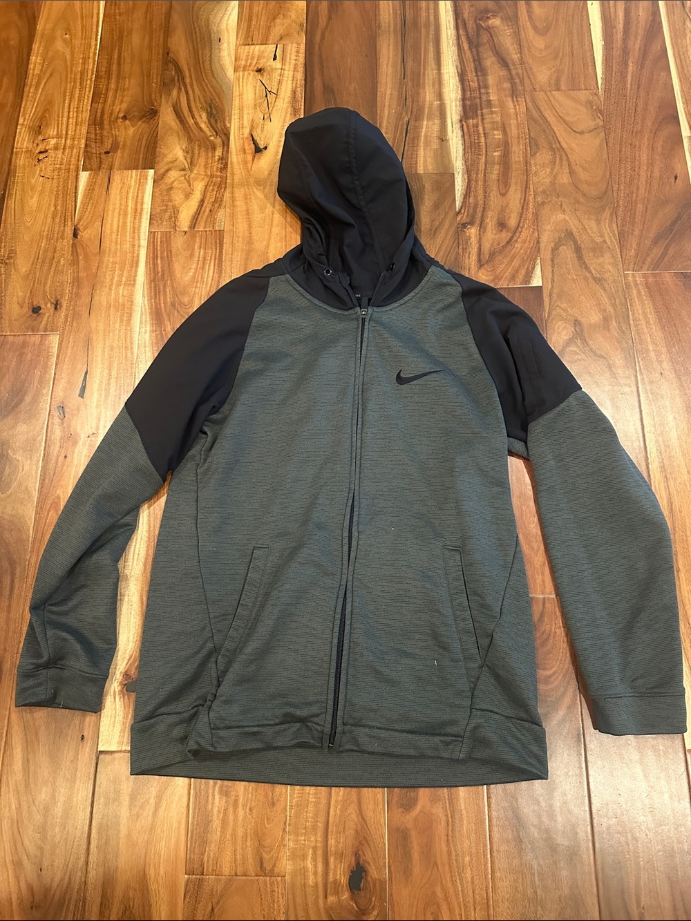 Nike Men's Hooded Performance Jacket - Gray and Black